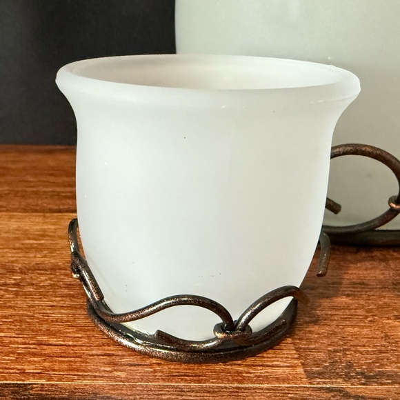 MY MOMENTS Frosted Glass w/Metal Base Candle Holders (Set of 3) - Picture 2 of 14